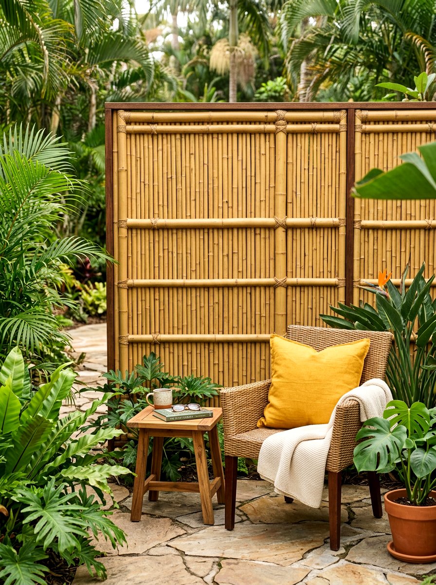 Bamboo Privacy Screen - 25 Spring Garden Nook Decor Ideas