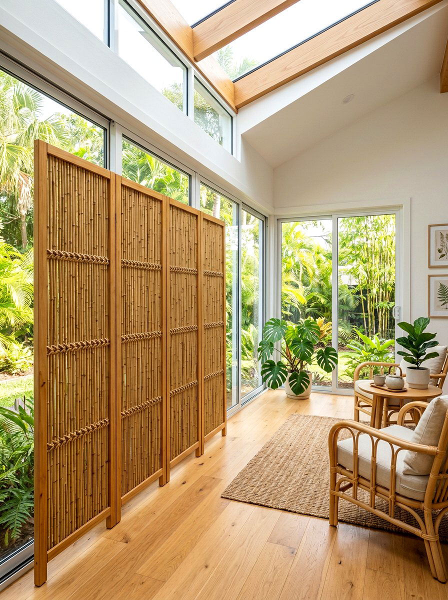 Bamboo Privacy Screen - 25 Spring Three Season Room Decor Ideas