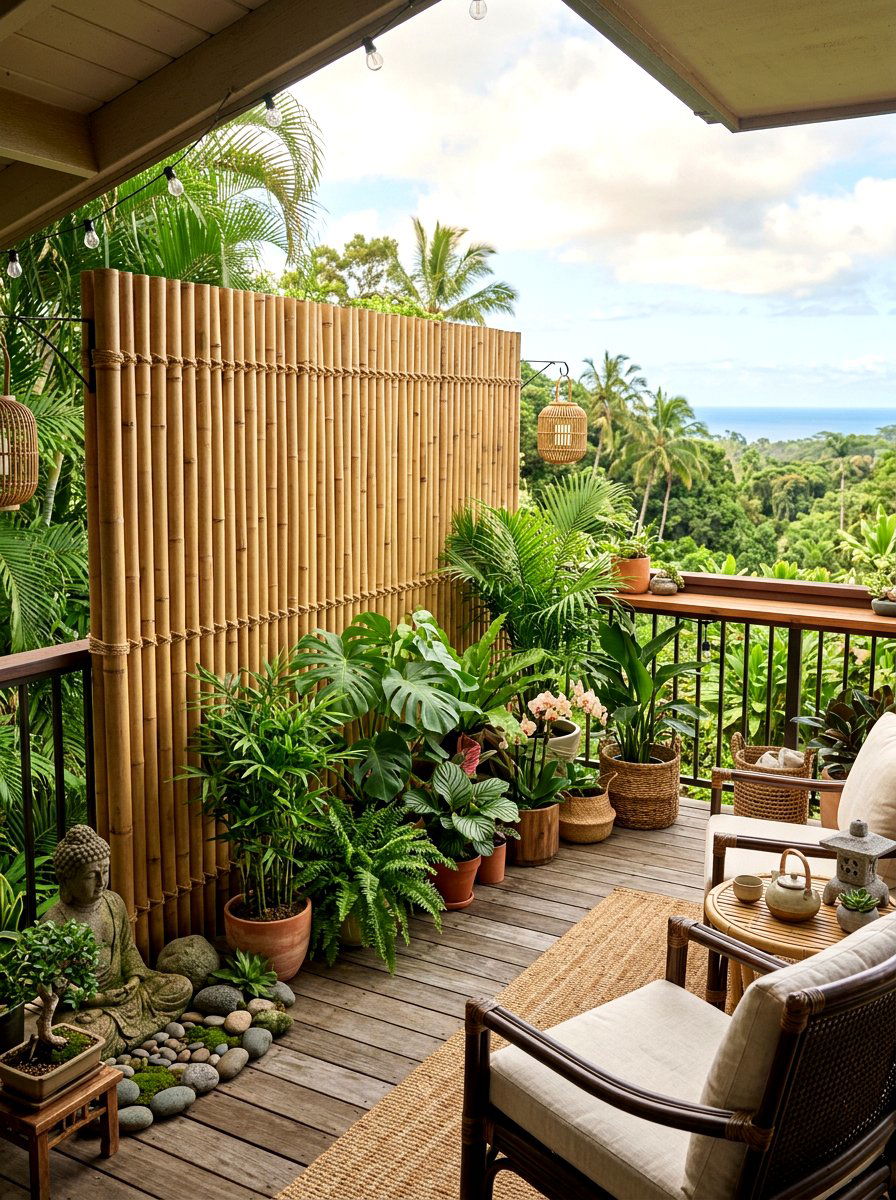 Bamboo Privacy Screen - 25 Spring Balcony Decor Ideas