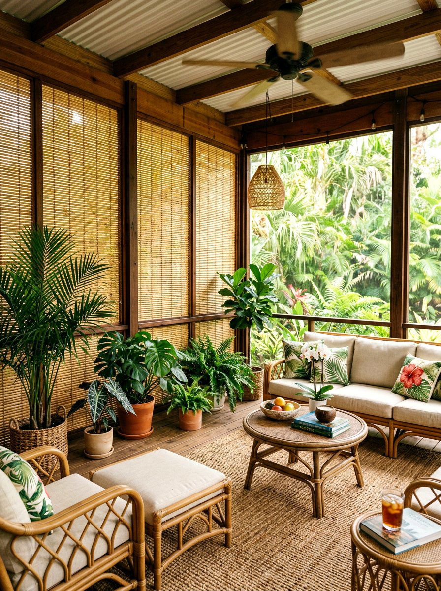 Bamboo Privacy Screens - 25 Spring Screened Porch Decor Ideas