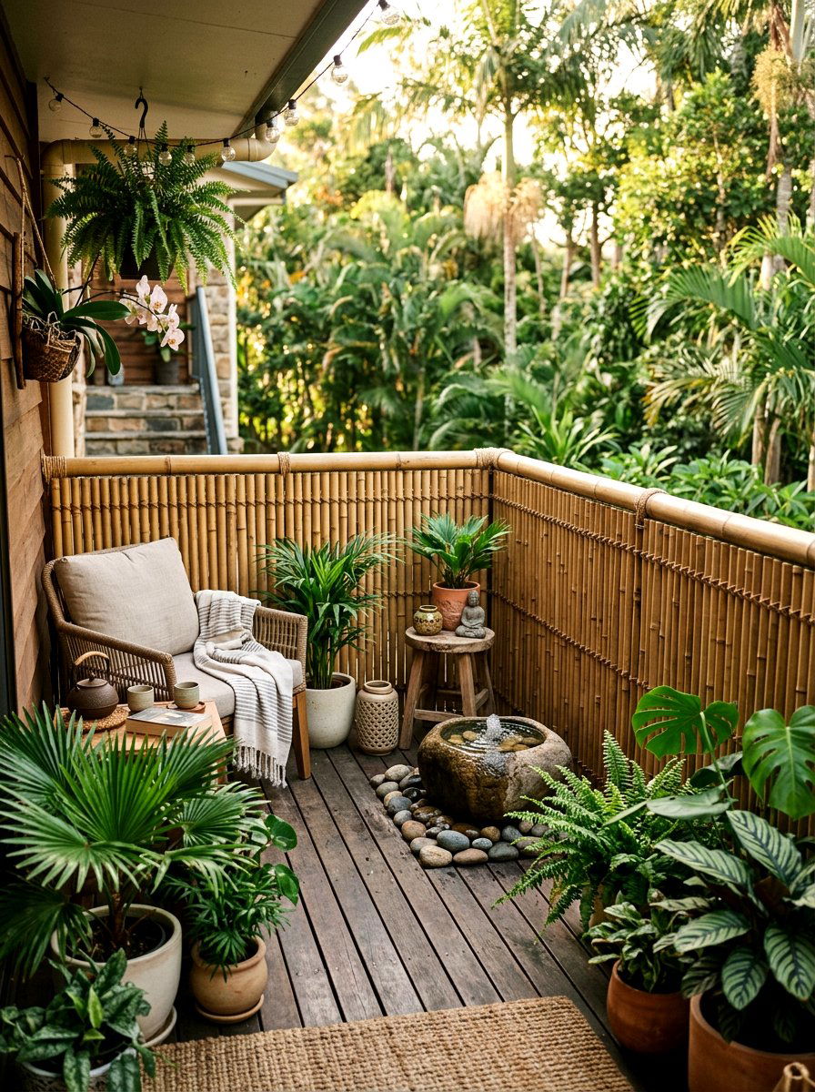 Bamboo Railing Roll - 25 Spring Balcony Railing Decor Ideas