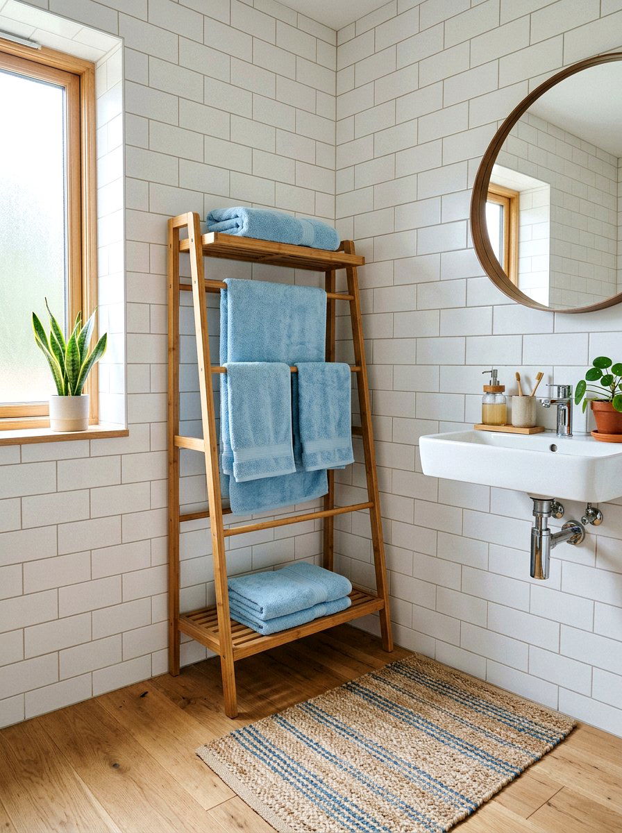 Bamboo Towel Rack - 25 Spring Towel Display Ideas