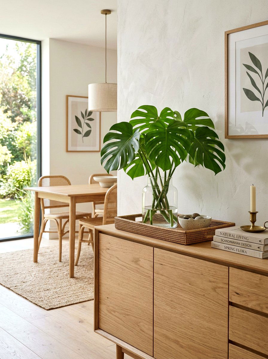 Bamboo Tray With Green Leaves - 25 Spring Serving Tray Ideas