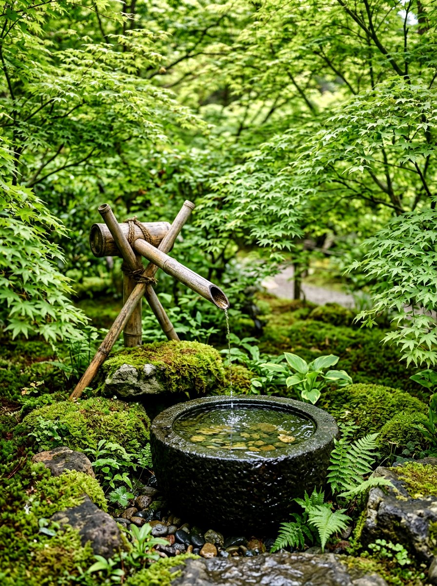 Bamboo Water Feature - 25 Spring Garden Art Ideas
