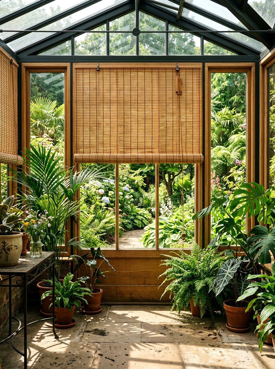 Bamboo Window Blind - 25 Spring Conservatory Decor Ideas