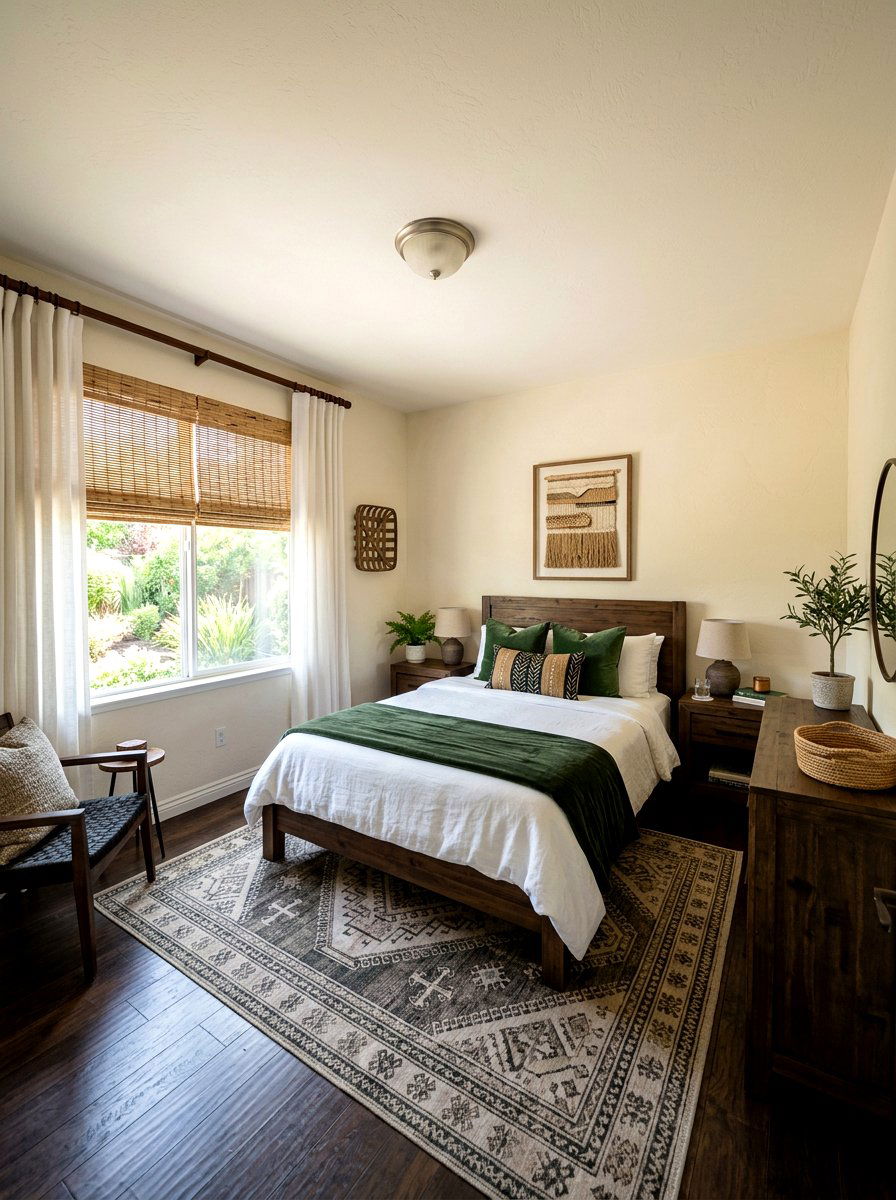 Bamboo Window Shades - 25 Spring Guest Bedroom Decor Ideas