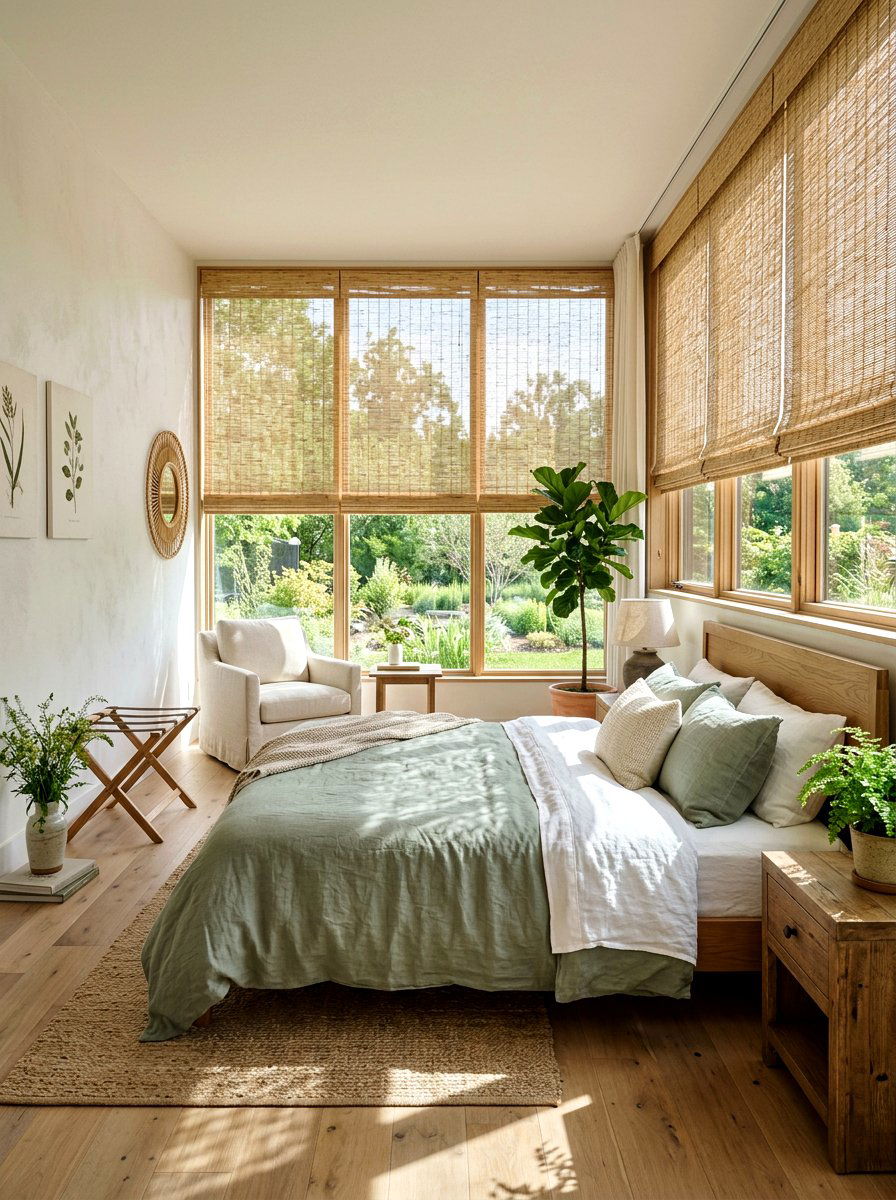Bamboo Window Shades - 25 Spring Hotel Room Decor Ideas