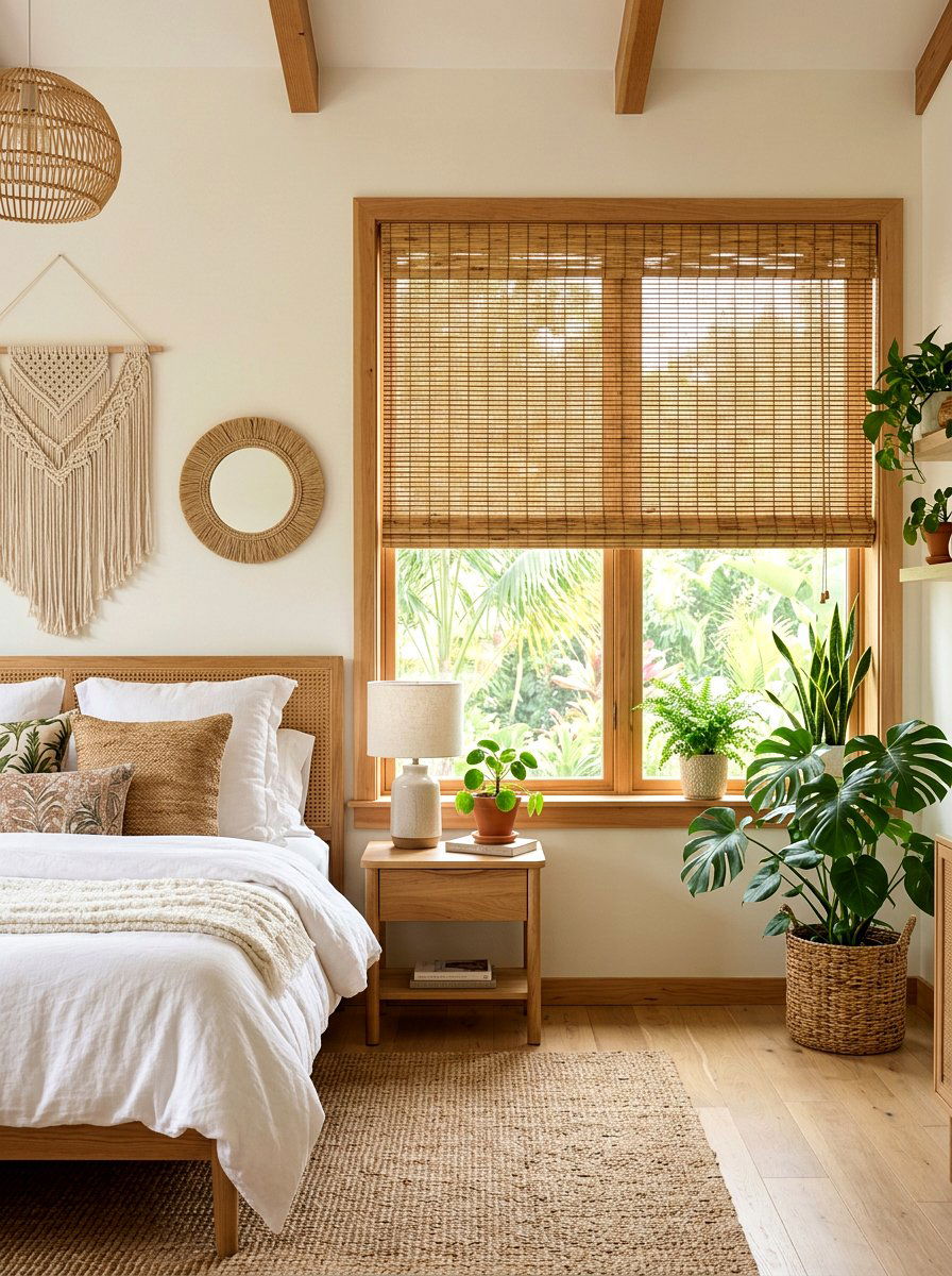 Bamboo Window Shades - 25 Spring Bedroom Refresh Ideas