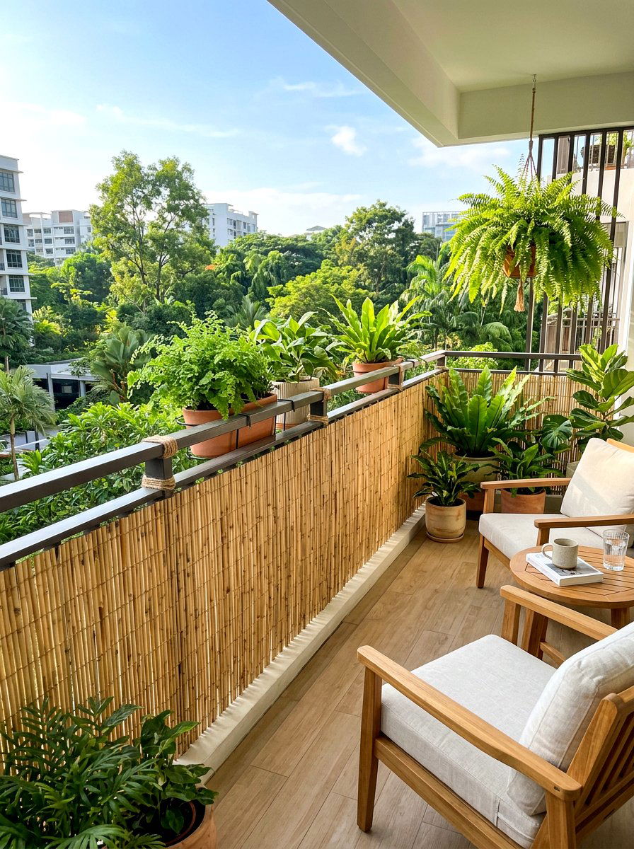 Bamboo fence roll - 25 Spring Balcony Privacy Screen Ideas