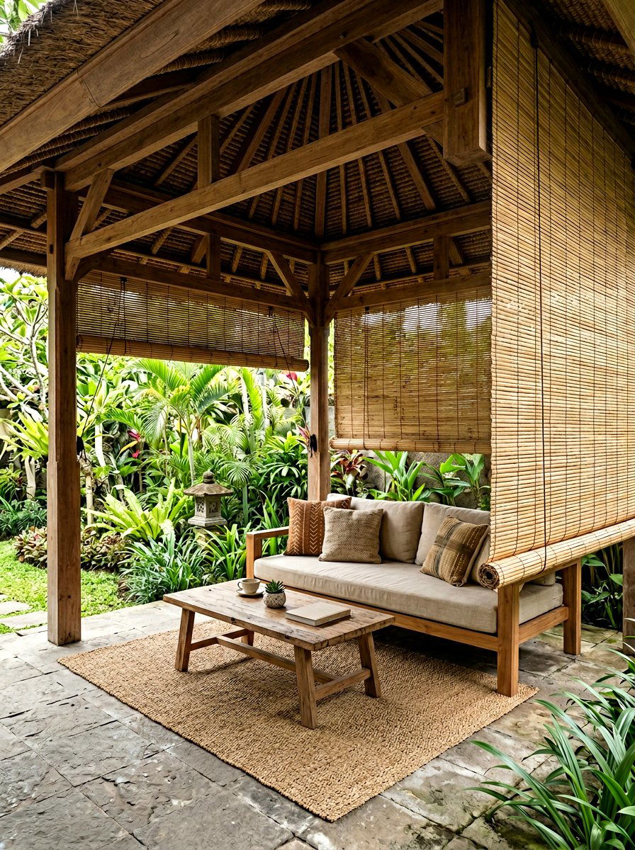 Bamboo roller shades - 25 Spring Gazebo Decor Ideas