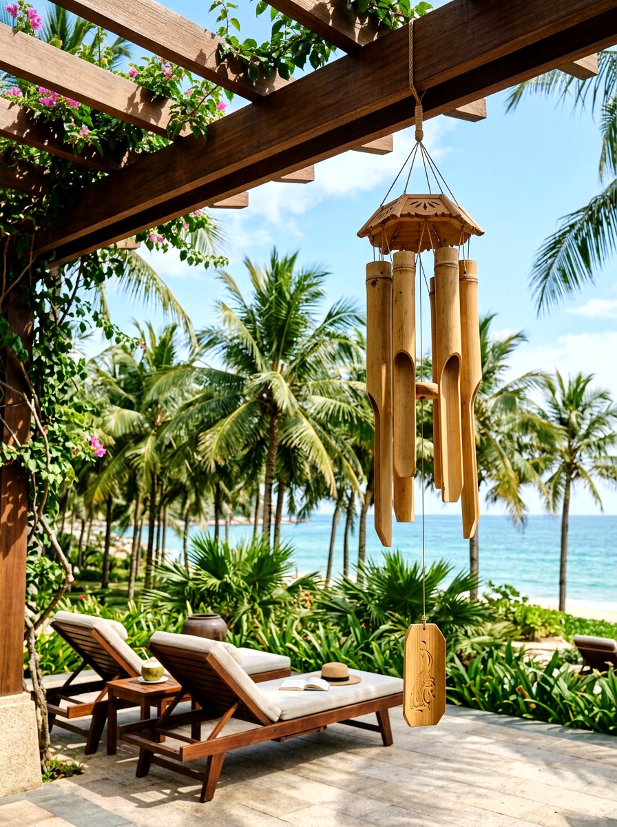 Bamboo wind chimes - 25 Spring Pergola Hanging Decor Ideas