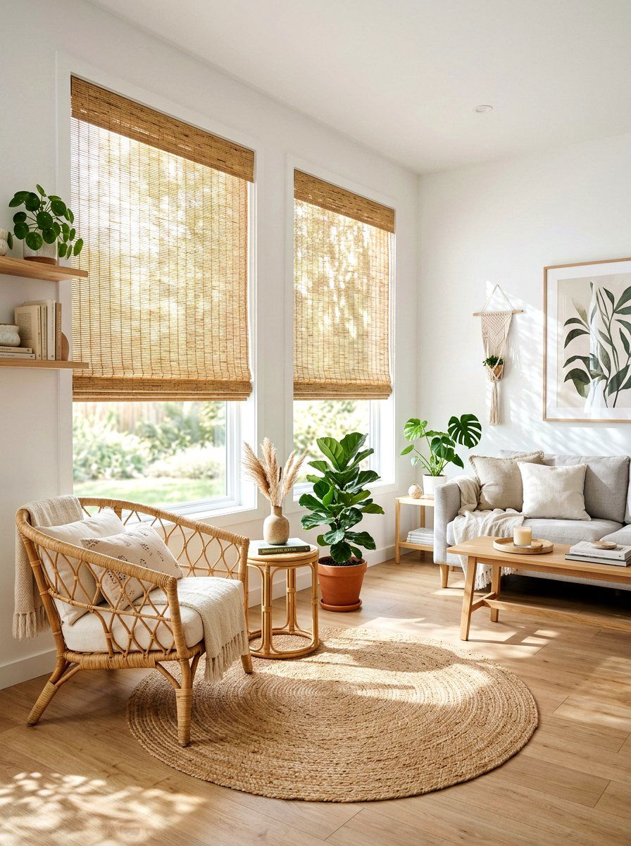 Bamboo window shades - 25 Spring Bohemian Decor Ideas