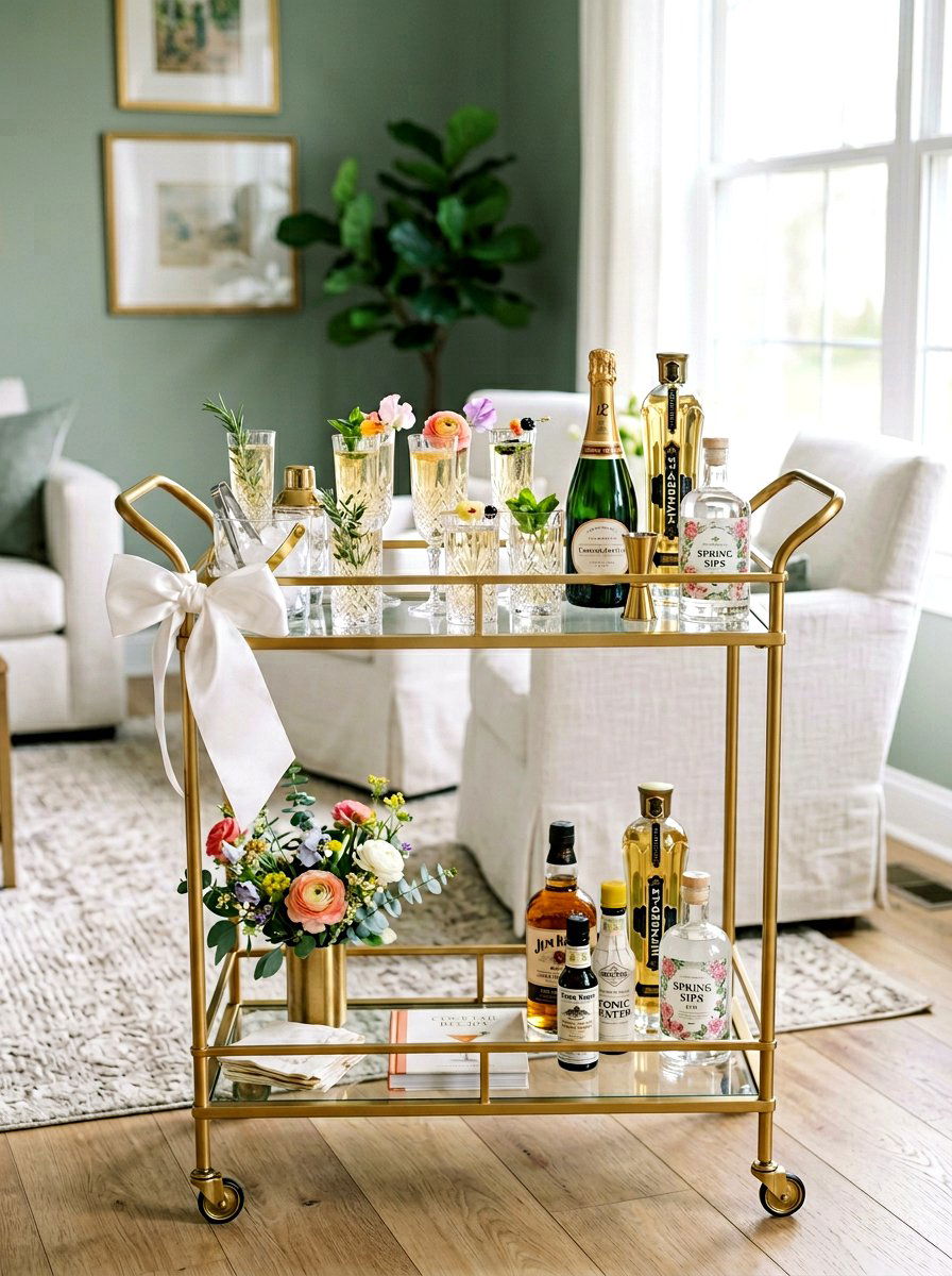 Bar Cart Bow - 25 Spring Bow Decor Ideas
