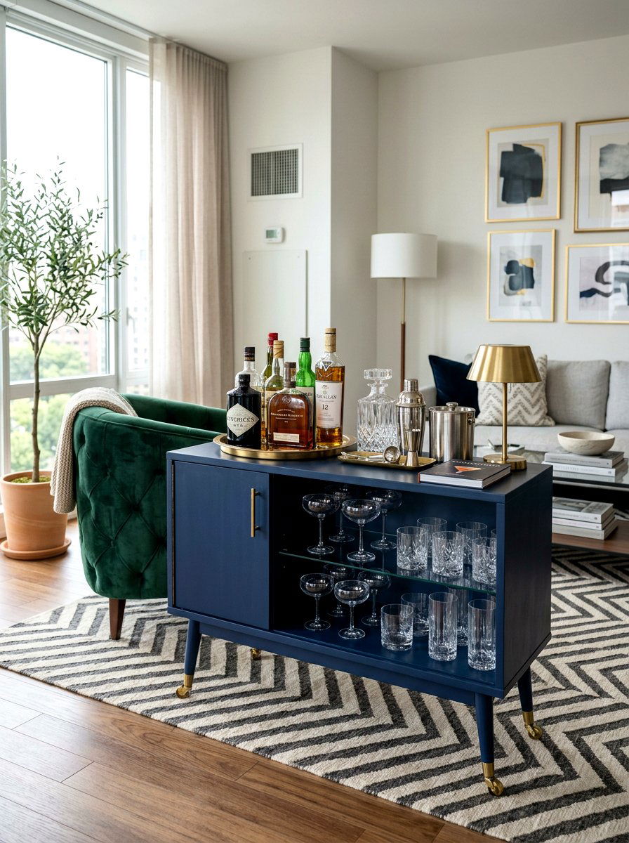 Bar Cart Old TV Console - 25 Spring Upcycled Furniture Ideas