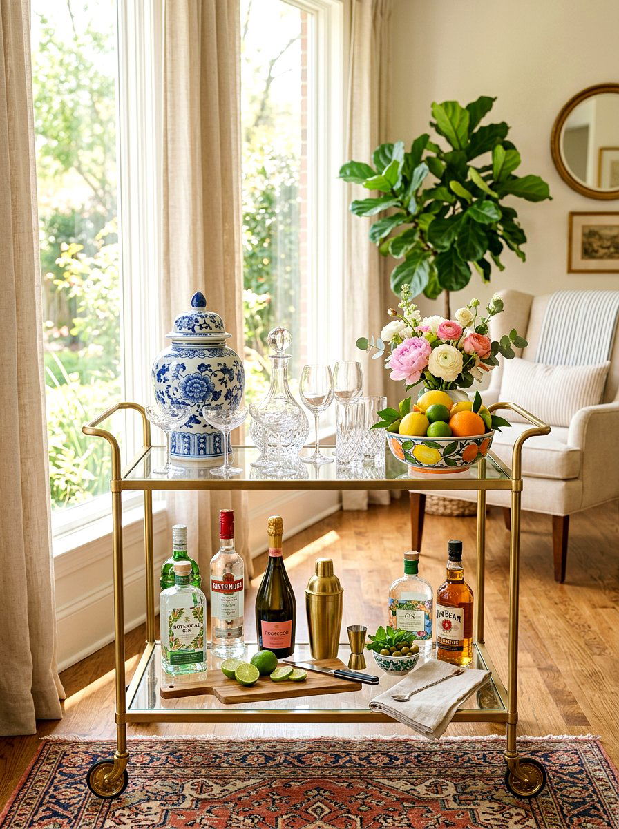 Bar cart ginger jar - 25 Spring Ginger Jar Decor Ideas