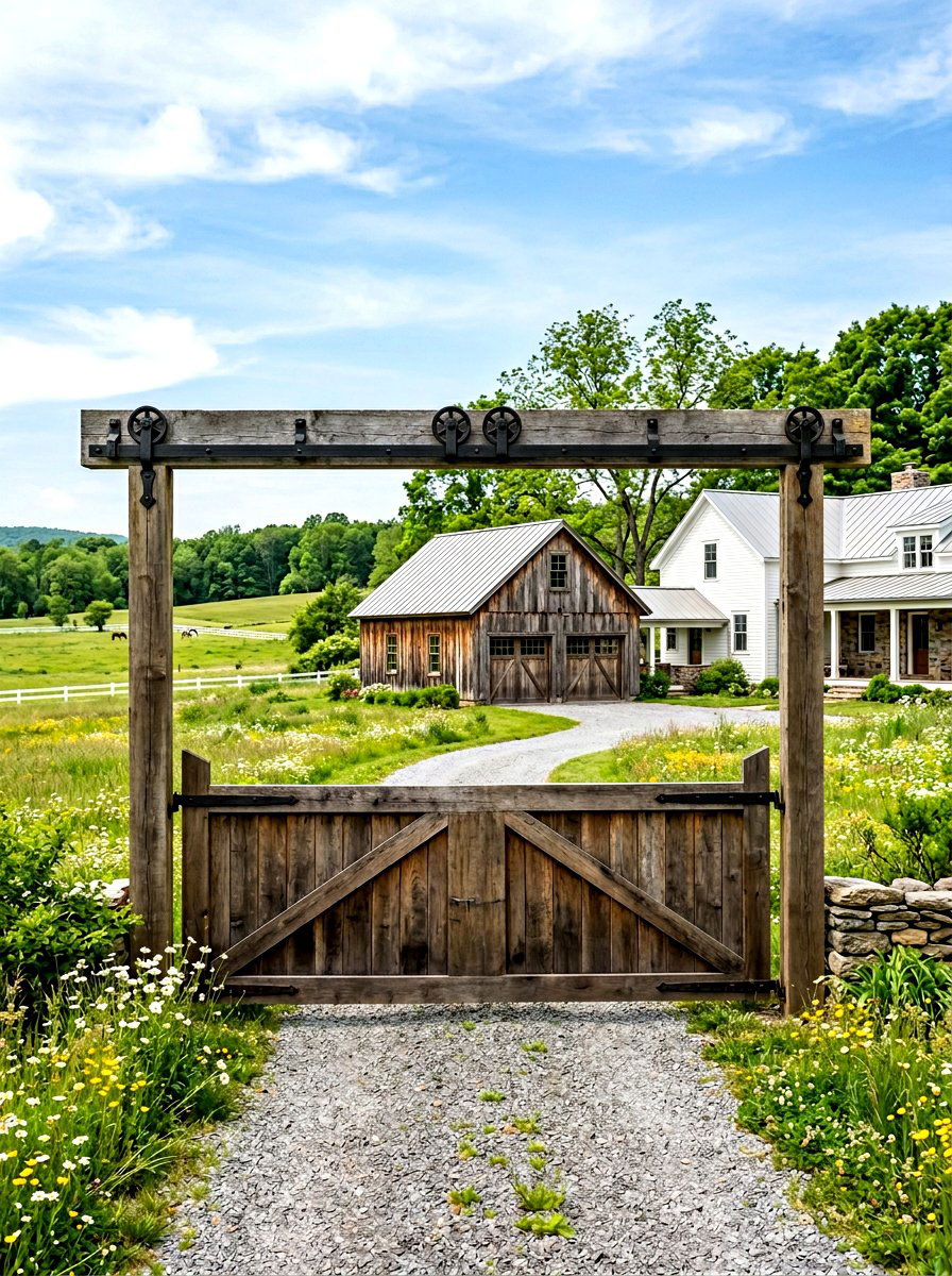 Barn Door Style Gate - 25 Spring Driveway Gate Ideas