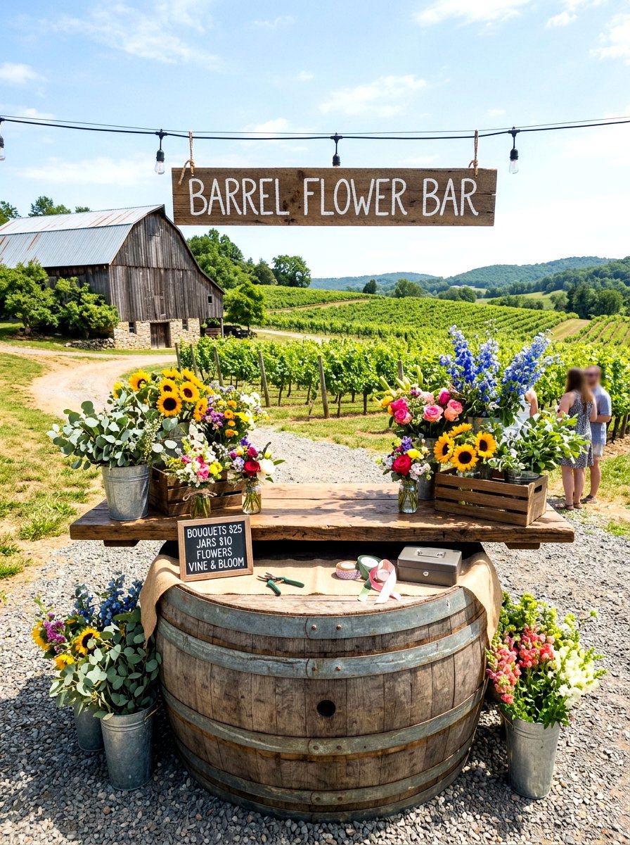 Barrel flower bar - 25 Spring Bloom Bar Ideas