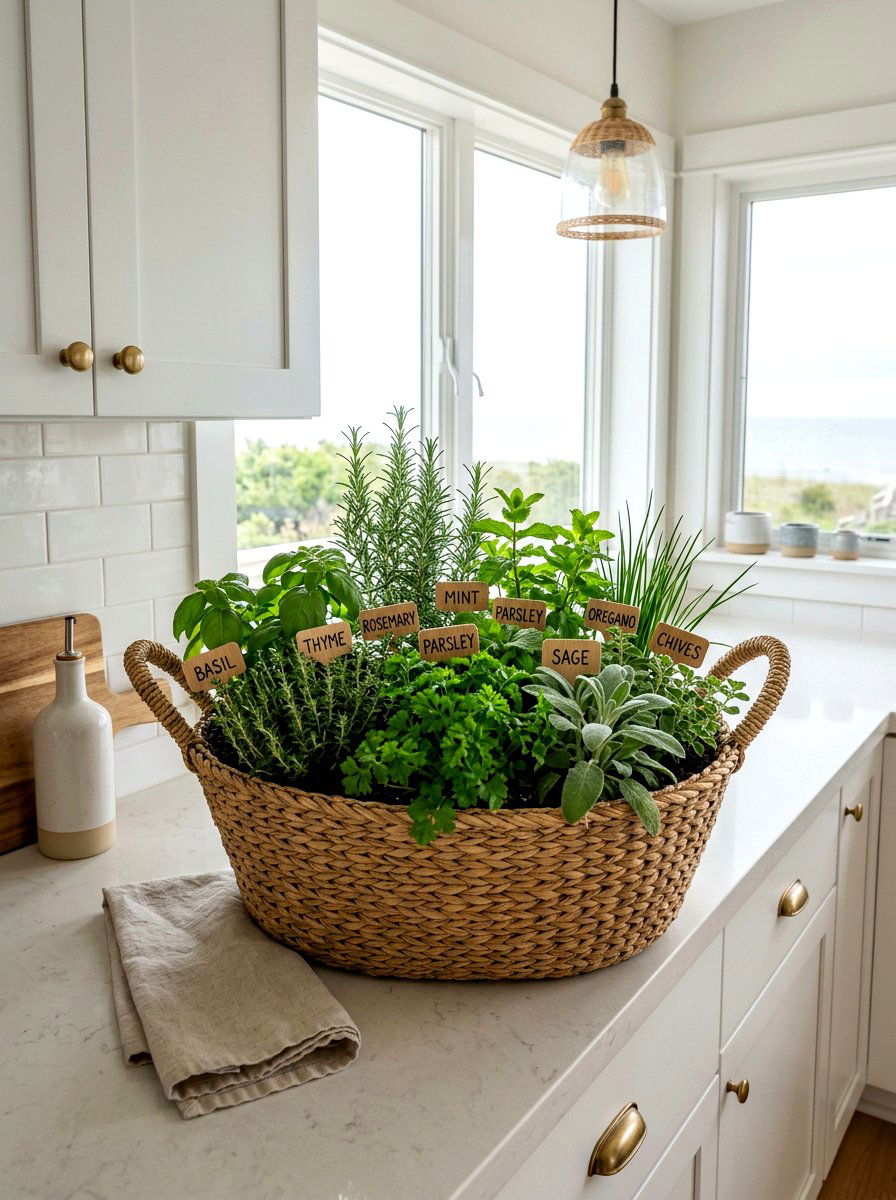 Basket Herb Garden - 25 Spring Kitchen Herb Garden Ideas