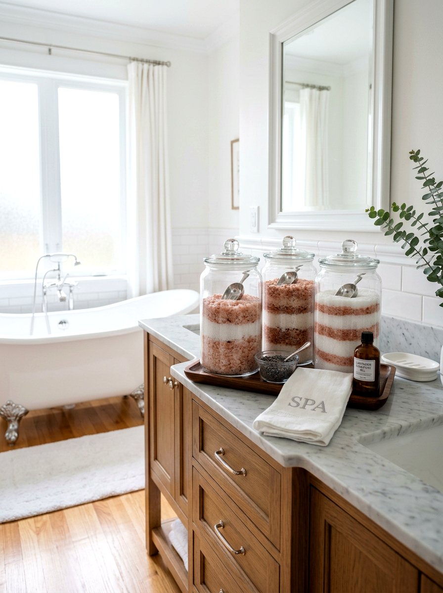 Bath Salt Jar Display - 25 Spring Bathroom Jar Ideas