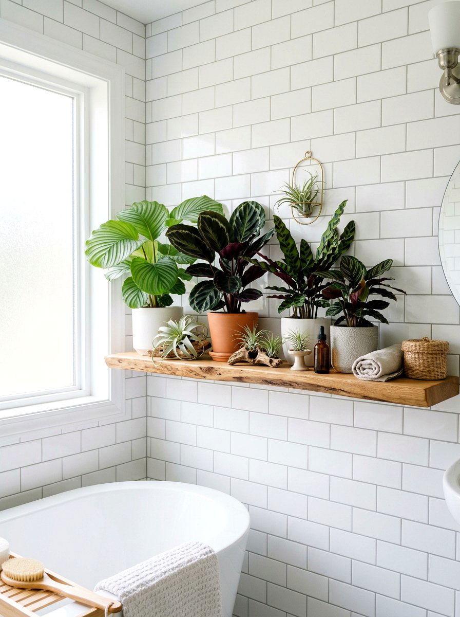 Bathroom Humidity Plant Shelf - 25 Spring Plant Shelf Ideas