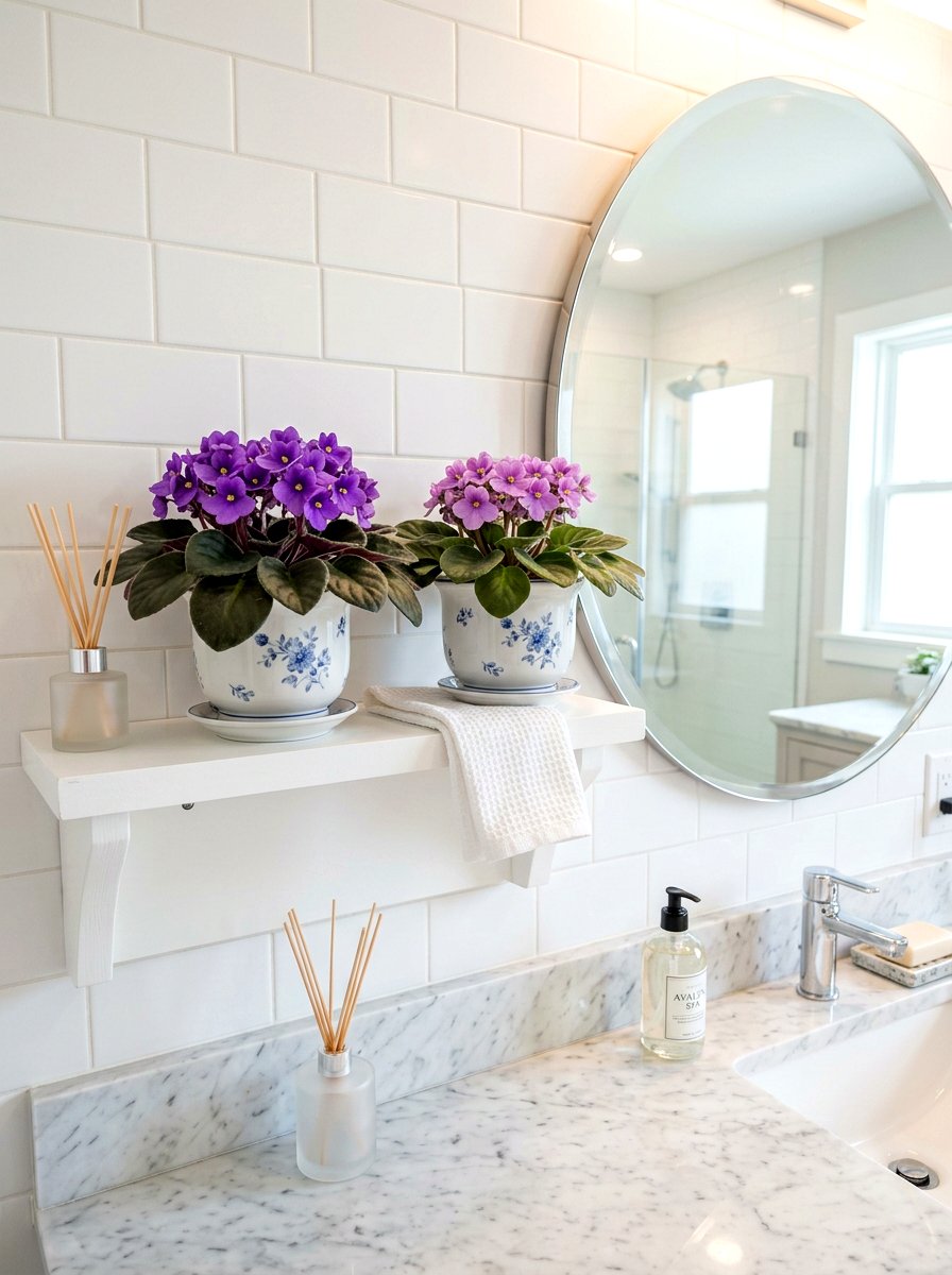 Bathroom Shelf Plants - 25 Spring African Violet Display Ideas