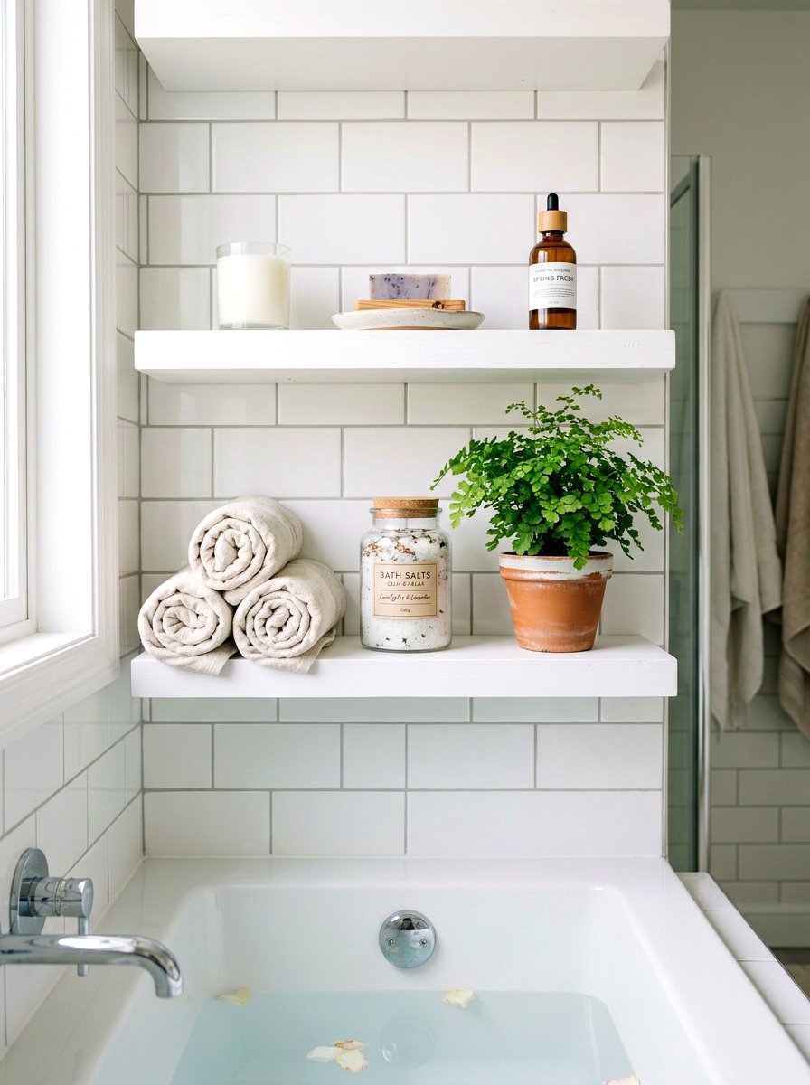 Bathroom Shelf Spring Accessories - 25 Spring Vignette Styling Ideas