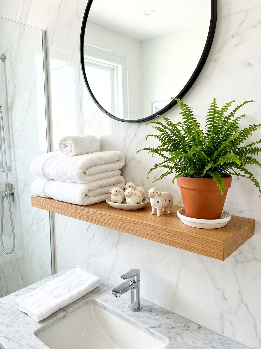 Bathroom Spring Shelf - 25 Spring Lamb Decor Ideas