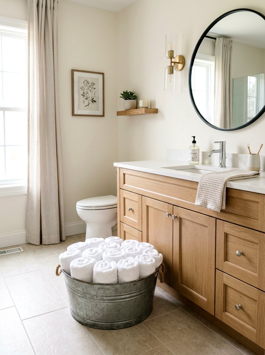 Bathroom Towel Storage - 25 Spring Galvanized Tub Decor Ideas