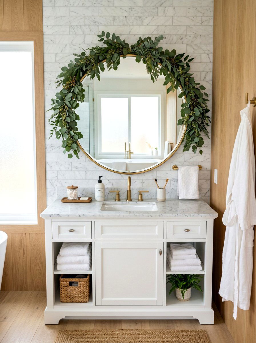 Bathroom Vanity Mirror Decor - 25 Spring Eucalyptus Garland Ideas