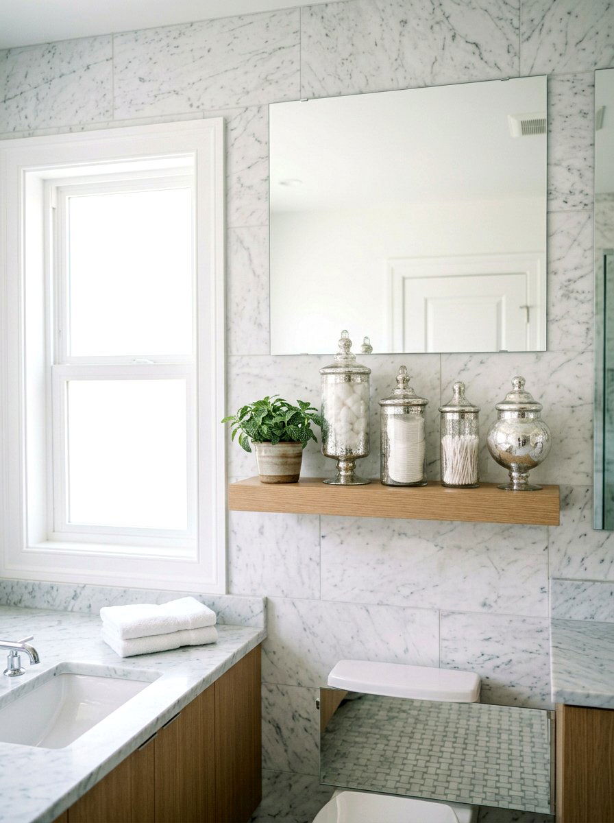 Bathroom shelf mercury glass apothecary jar - 25 Spring Mercury Glass Decor Ideas