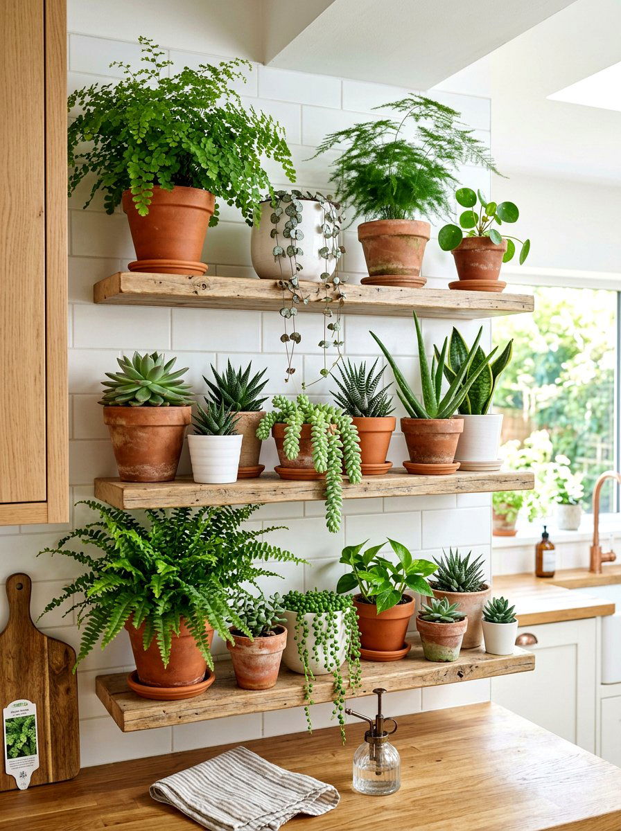 Bathroom shelf woven texture - 25 Spring Open Shelving Decor Ideas