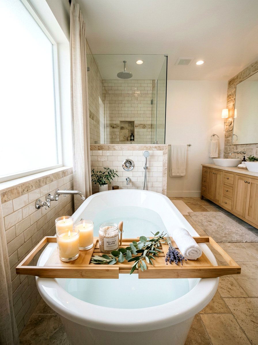 Bathroom spa spring candle setup - 25 Spring Pillar Candle Ideas