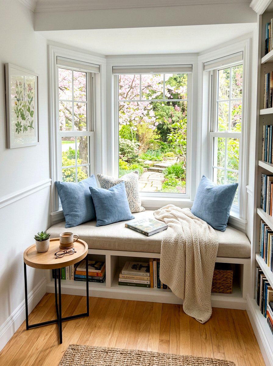 Bay Window Reading Nook - 25 Spring Bay Window Decor Ideas