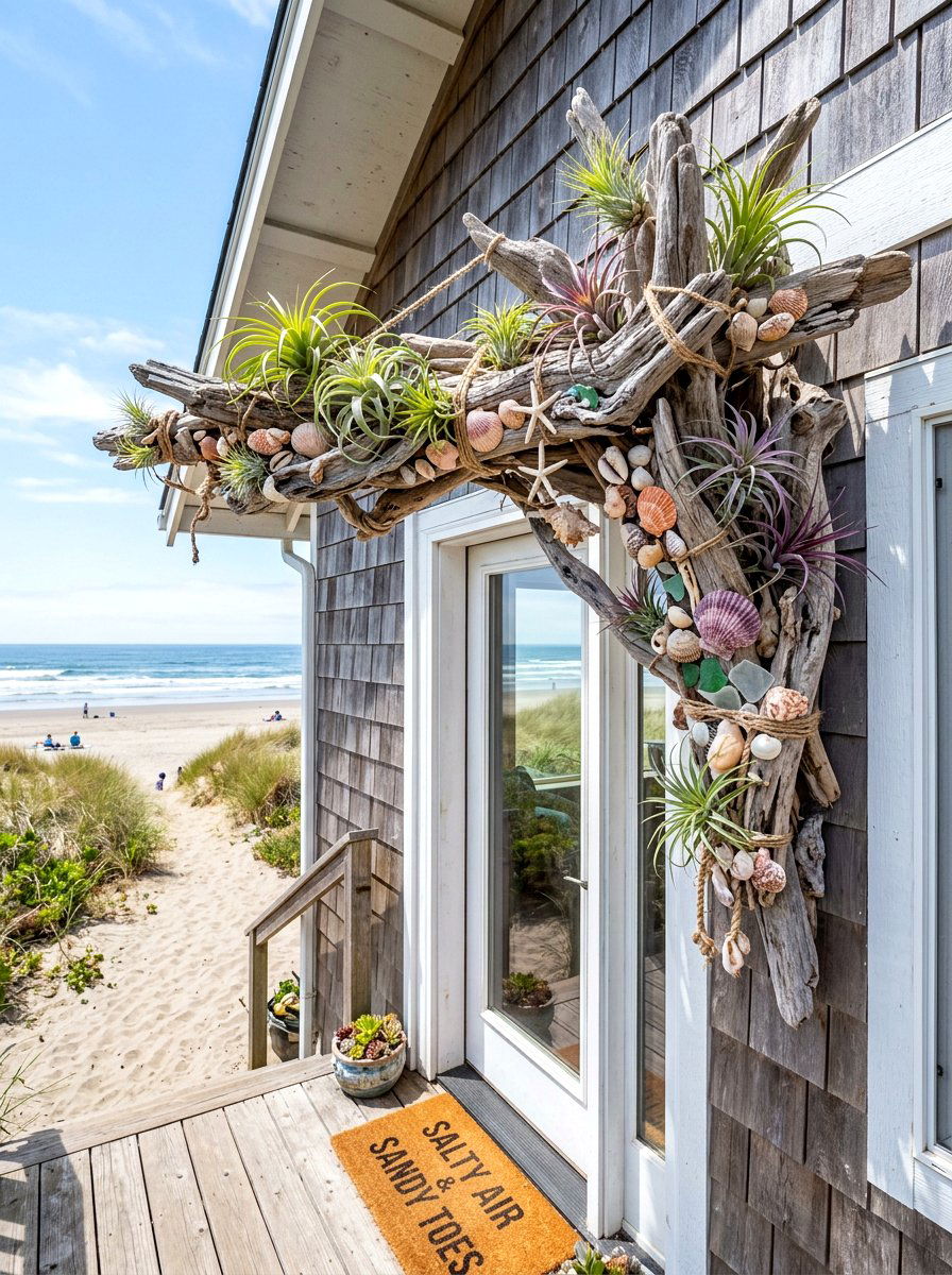 Beach Driftwood Swag - 25 Spring Door Swag Arrangement Ideas