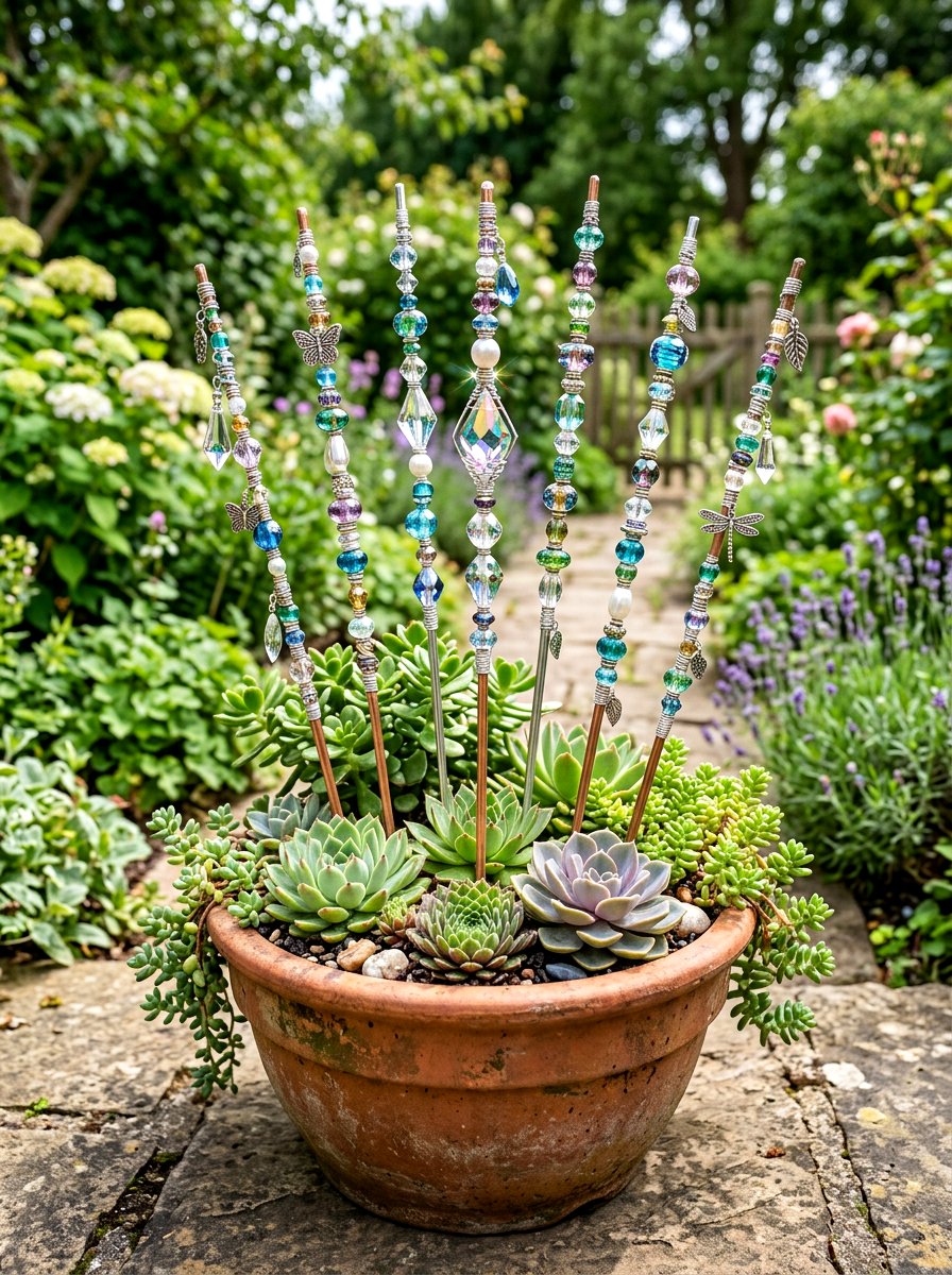 Beaded Garden Wand - 25 Spring Garden Art Ideas