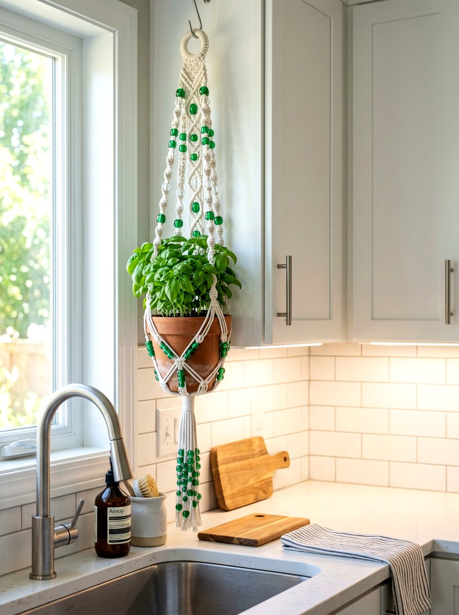 Beaded Macrame Plant Hanger For Kitchen - 25 Spring Macrame Plant Hanger Ideas