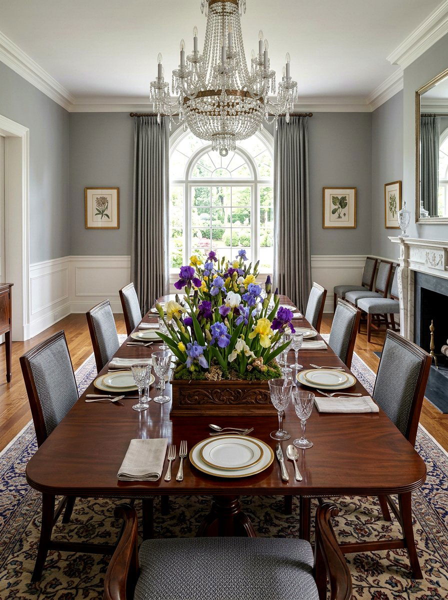 Bearded Iris Wooden Box - 25 Spring Iris Arrangement Ideas