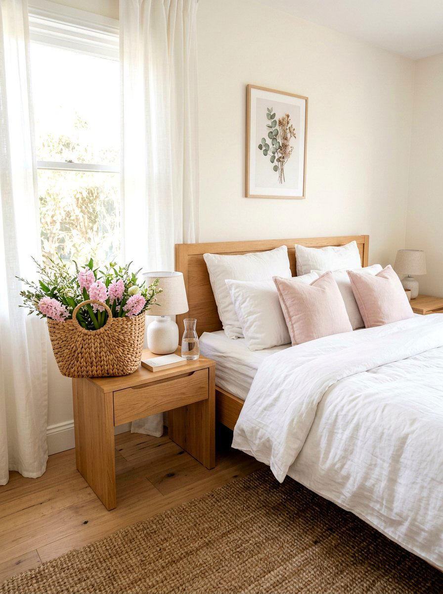 Bedroom Bedside Hyacinth Basket - 25 Spring Hyacinth Basket Decor Ideas