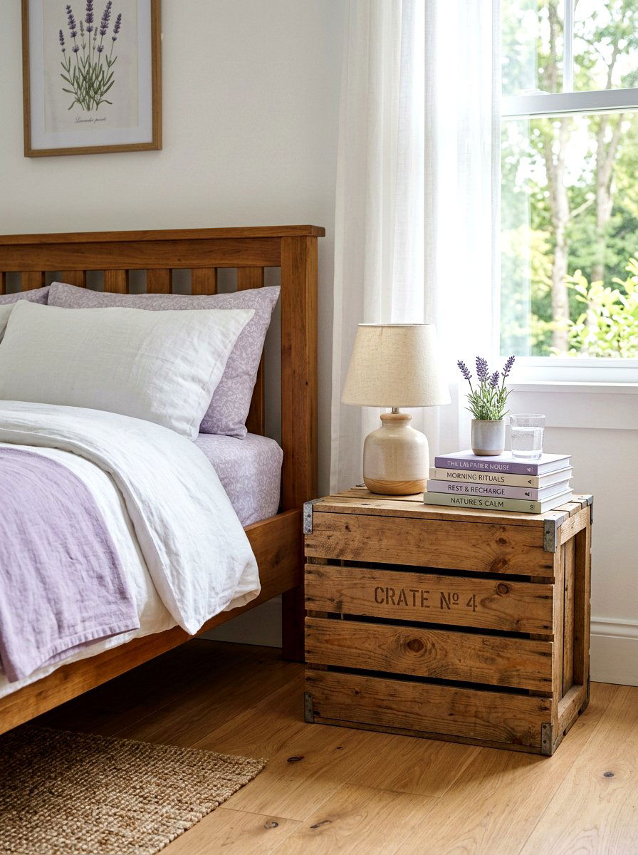 Bedroom Crate Nightstand - 25 Spring Vintage Crate Decor Ideas