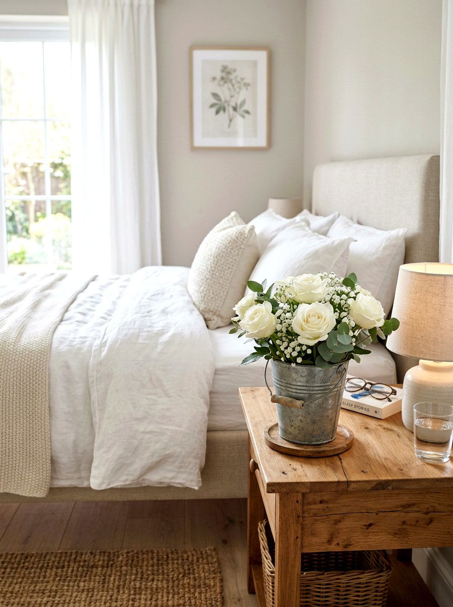 Bedroom Nightstand Floral Vase - 25 Spring Galvanized Bucket Decor Ideas