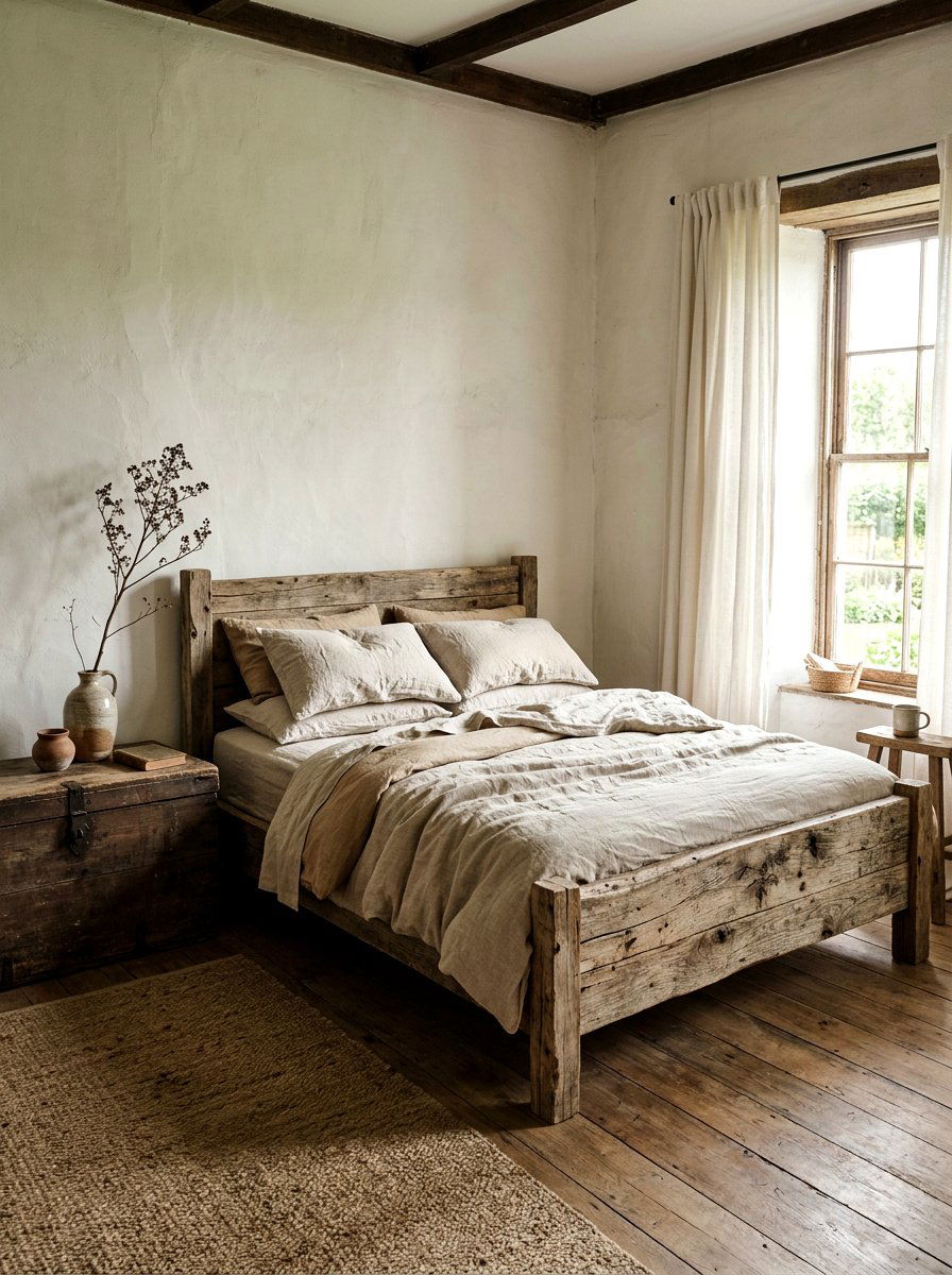 Bedroom With Distressed Wood Furniture - 25 Spring Wabi Sabi Decor Ideas