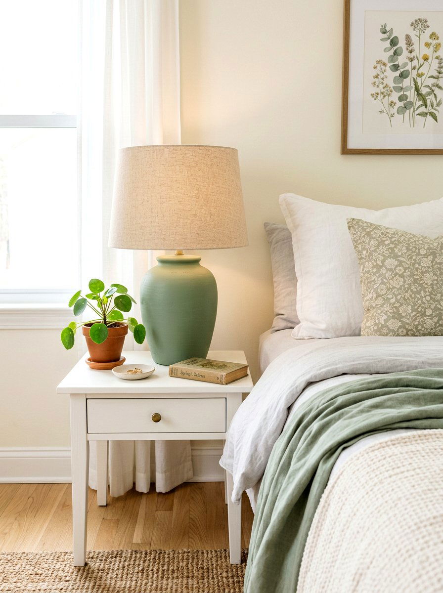 Bedside Table Lamp - 25 Spring Thrift Flip Decor Ideas