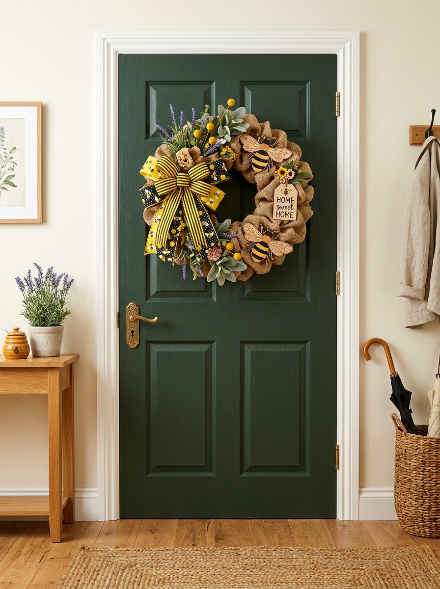 Bee Burlap Wreath - 25 Spring Burlap Wreath Ideas