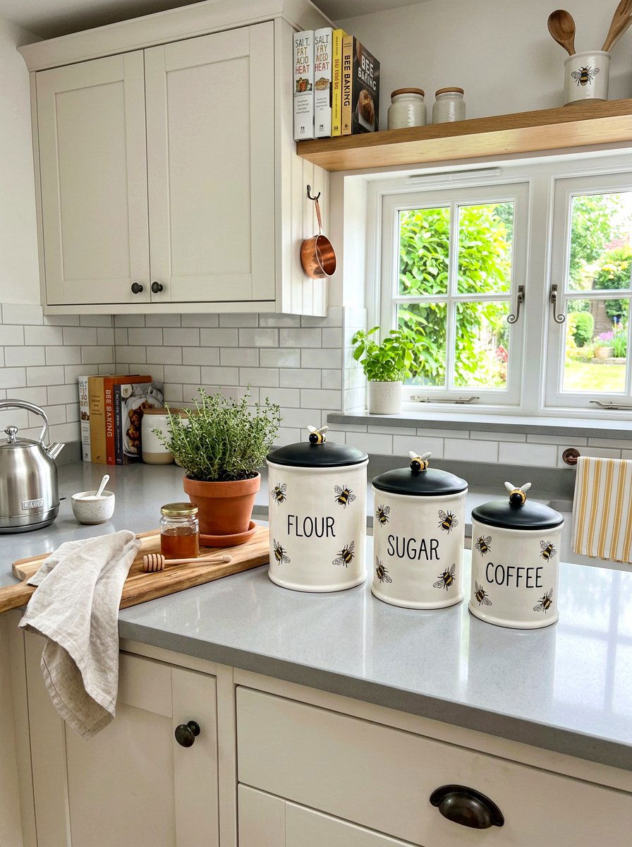 Bee Embellished Storage Canister - 25 Spring Bee Decor Ideas for Kitchen