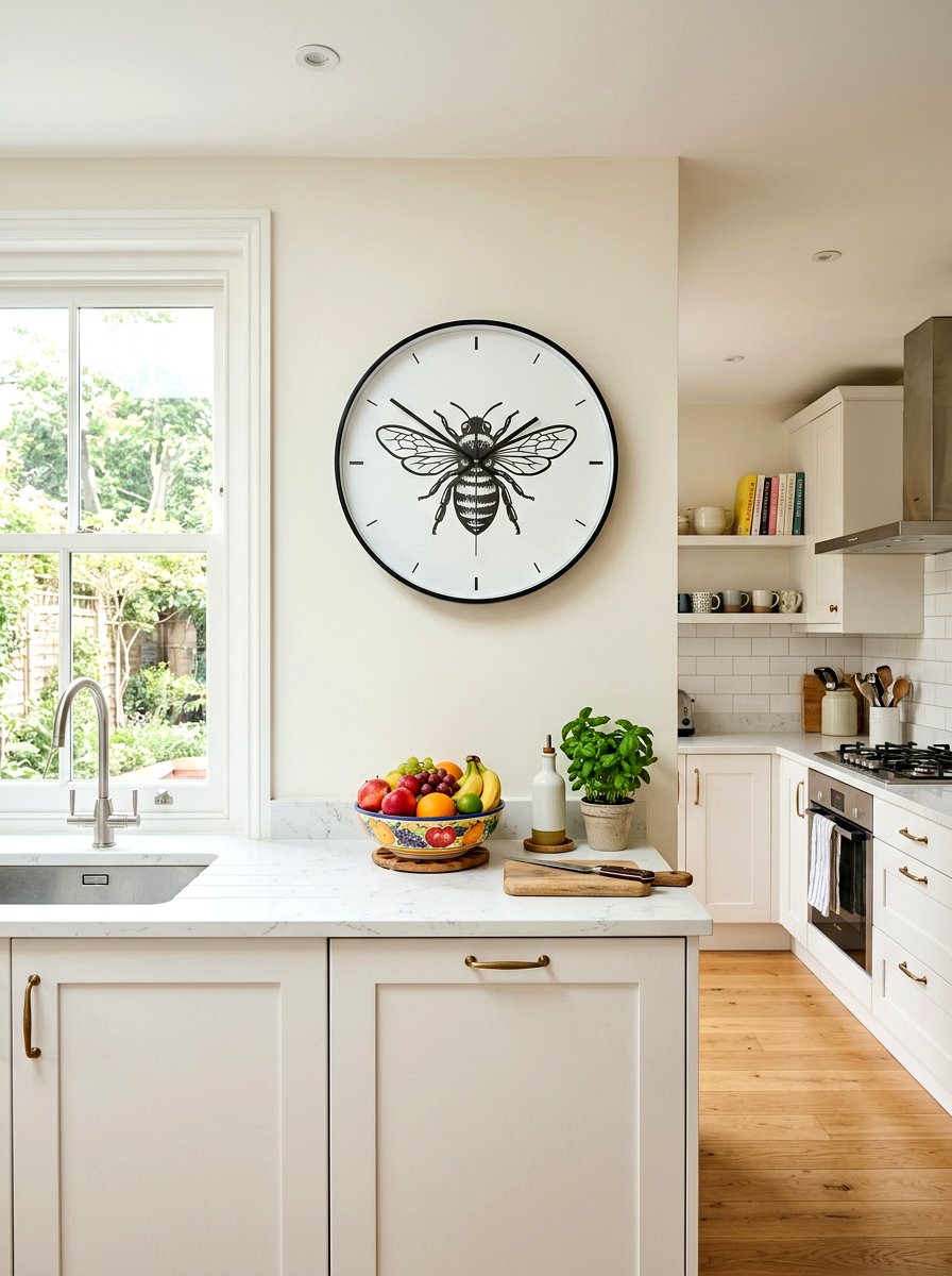 Bee Graphic Wall Clock - 25 Spring Bee Decor Ideas for Kitchen