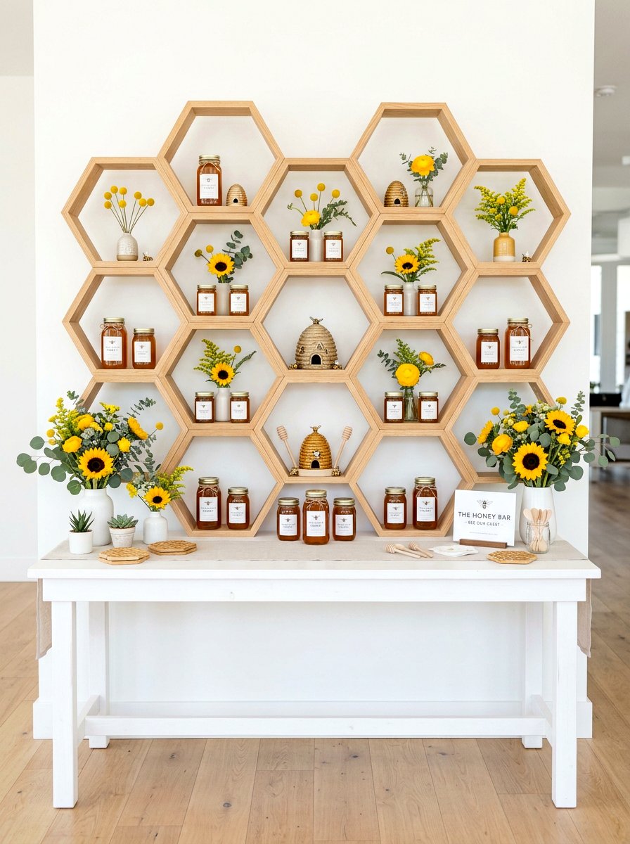 Bee Hive Table Backdrop - 25 Spring Baby Shower Decor Ideas