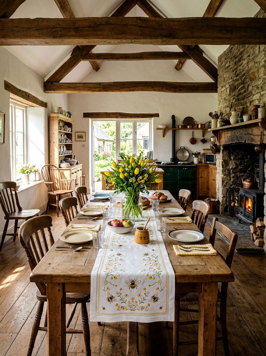 Bee Kitchen Table Runner - 25 Spring Bee Decor Ideas for Kitchen