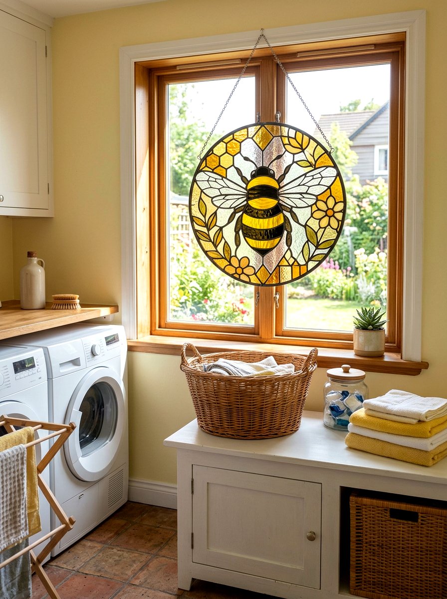 Bee Stained Glass Sun Catcher - 25 Spring Sun Catcher Ideas