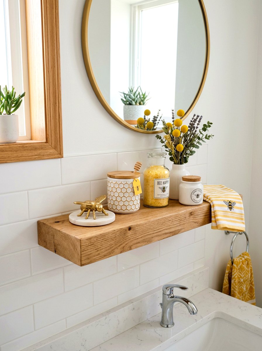 Bee Theme Decor - 25 Spring Bathroom Shelf Decor Ideas