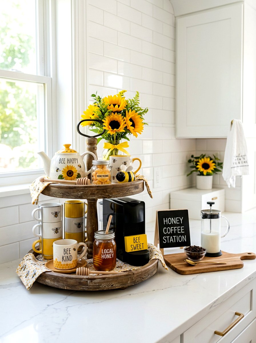 Bee Tiered Tray - 25 Spring Coffee Bar Tiered Tray Ideas